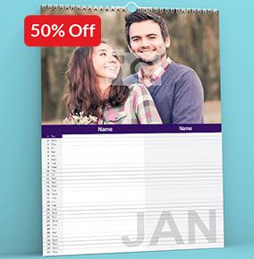 Personalised Family Calendar For Two