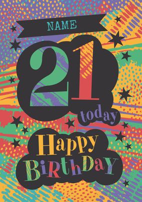 21 Today Happy Birthday Pattern Personalised Card
