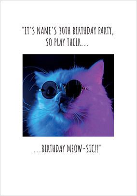 30th Meow-sic Birthday Card