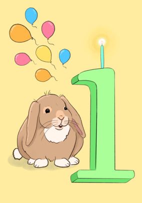 Bunny Age 1 Children's Card